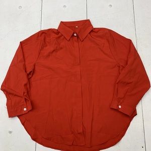 Womens Red Long Sleeve Button Up Shirt Size 2XL